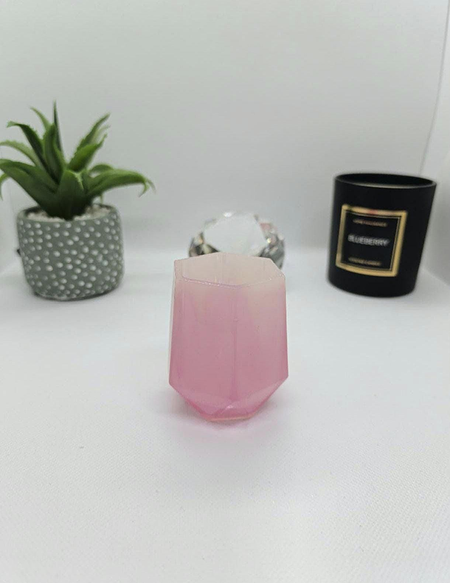 Petit pot à crayon rose et blanc fumée