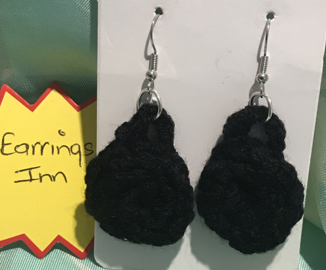 Black Plain Crochet Dangling Earrings - PCOD05