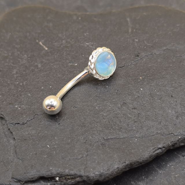 925 Belly Bar Seaglass (Stainless Steel Bar)