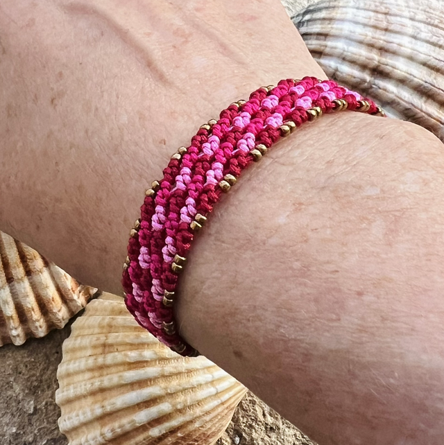 Bracelet Zazalien, Rose, Rouge, doré 