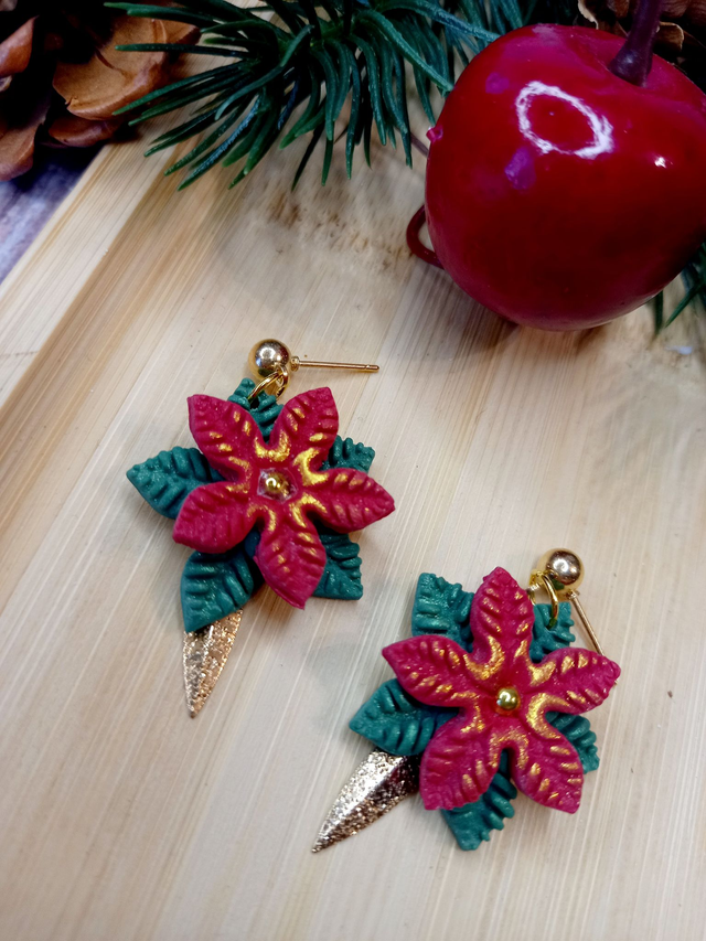 Poinsettia dorées boucles d&#039;oreilles