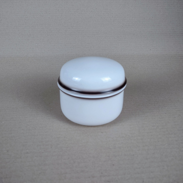 Thomas | Ronde Suikerpot met deksel (diameter 9,5 cm | hoogte 7,5 cm ) &#039;Scandic Shadow&#039; motief in witte en bruine kleuren | Vintage