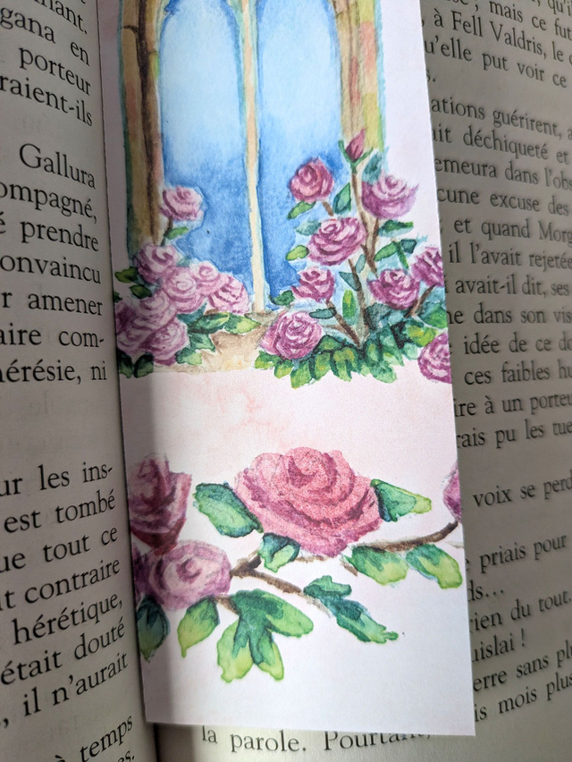 Marque-page gothique aux roses – Papeterie artisanale fantasy
