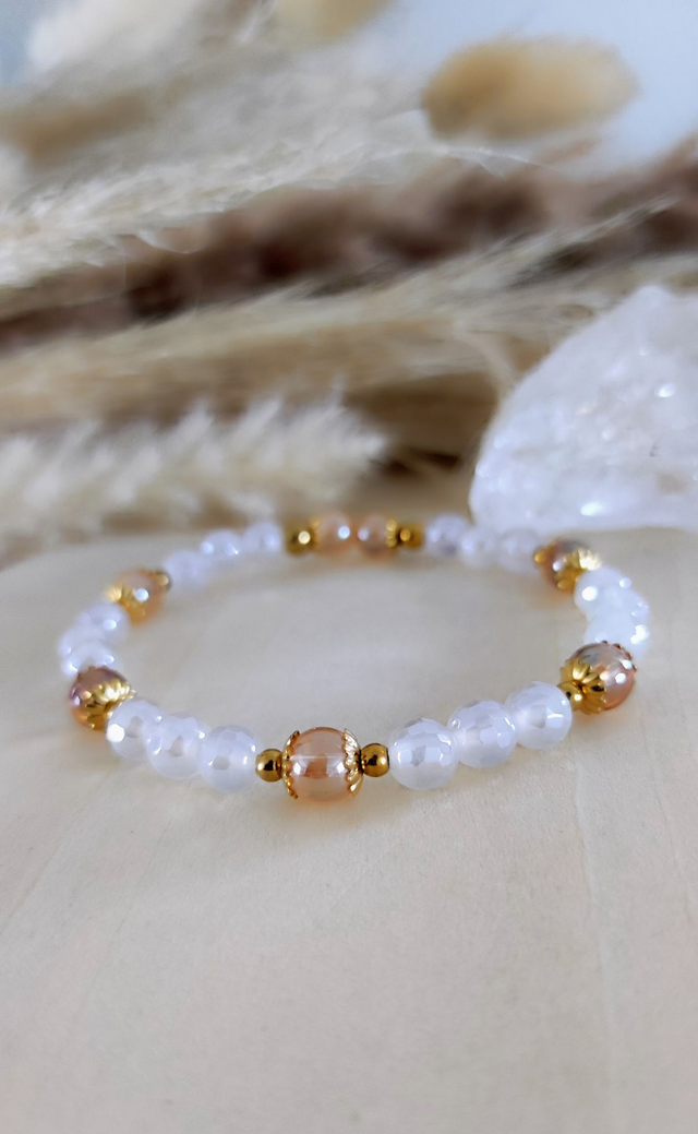 Bracelet "Pureté" Agate blanche facettée