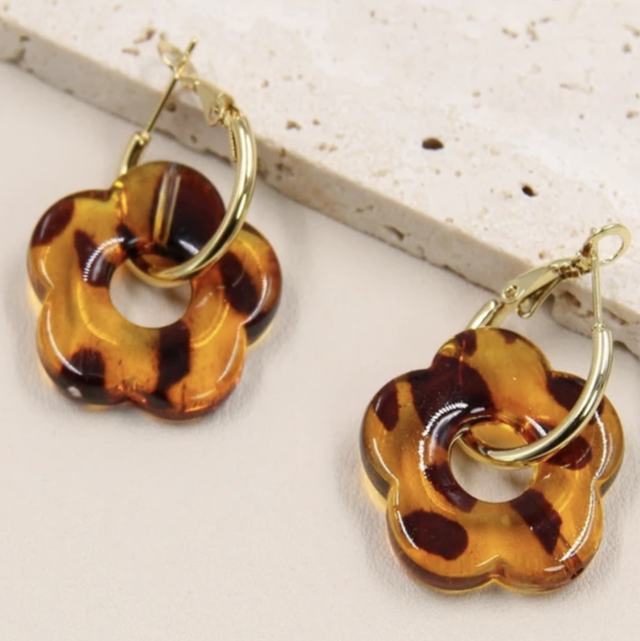 Boucles d’oreilles fleur léopard 