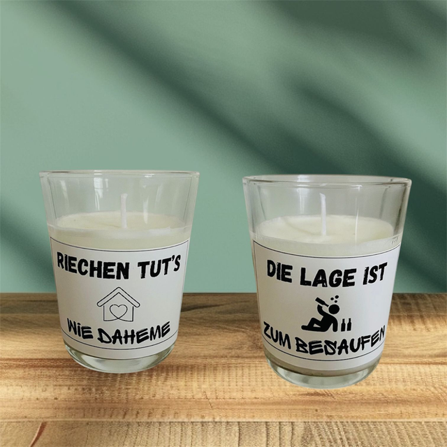 Duftkerze mit lustigen Spruch 