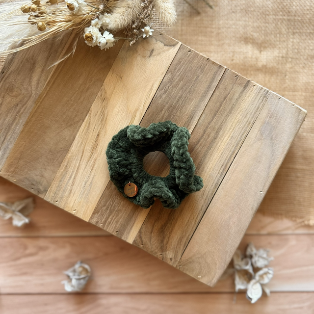 Chouchou tout doux vert sapin 