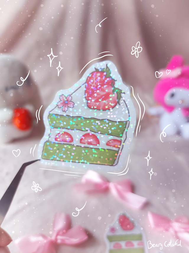 Sticker Gâteau Matcha Fraise