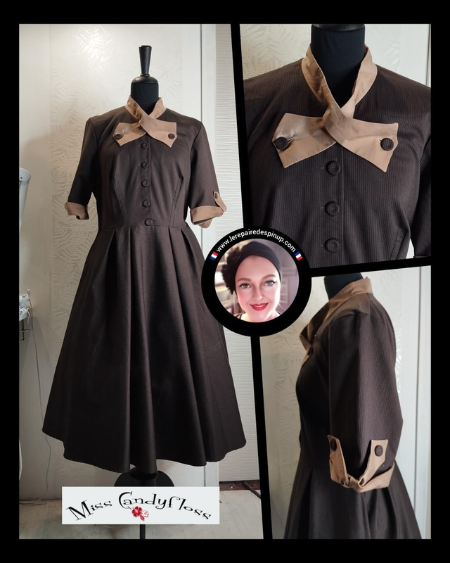 Robe Miss Candyfloss Lea Dora 40s in Brown T48