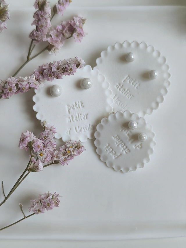 porcelain pearl earrings