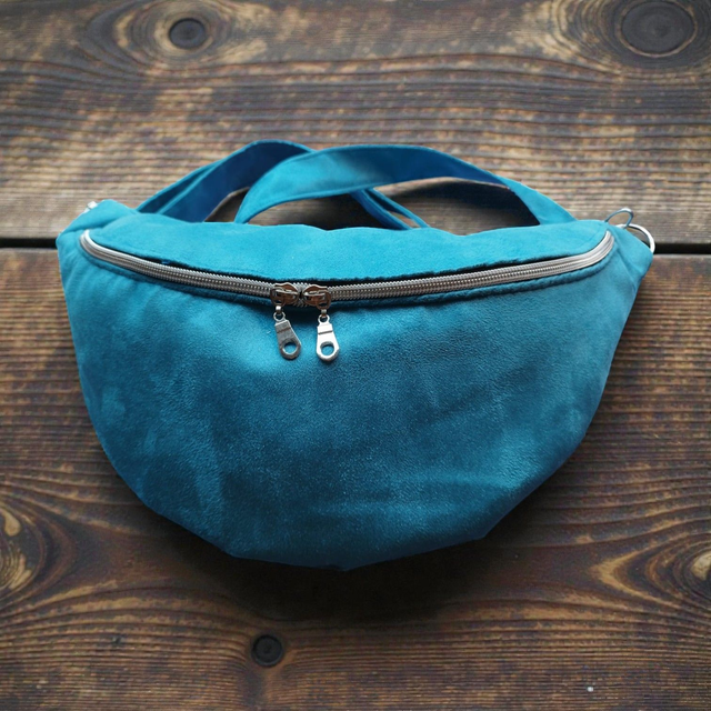 Sac banane en suédine Alaska bleu