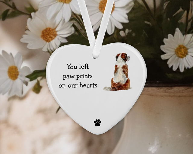 "Saint Bernard"  Personalised Pet Memorial Ceramic Heart
