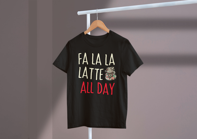 Fa la la latte all day!, Christmas Coffee, Fun Puns Holiday. Fa la la Latte den ganzen Tag!, Weihnachtskaffee, lustige Wortspiele im Urlaub