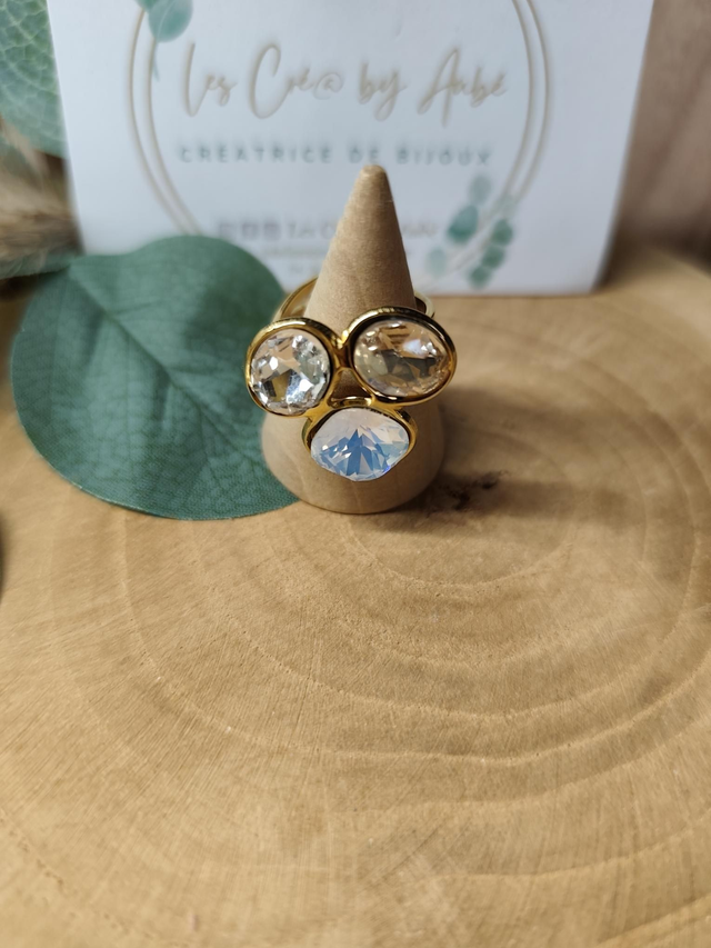 BAGUE DIAM'S CHAMPAGNE/ ACIER INOXY GOLD/ AJUSTABLE 0000840