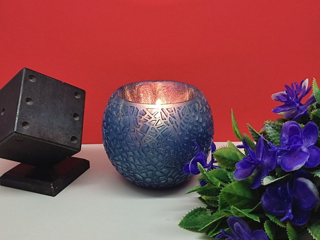 Bougeoir cristallisé violet bleuté