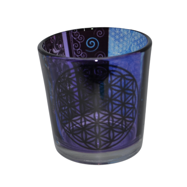 Bougeoir en verre - Fleur de Vie