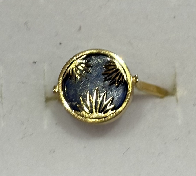 Bague acier plaqué or et lapis lazuli