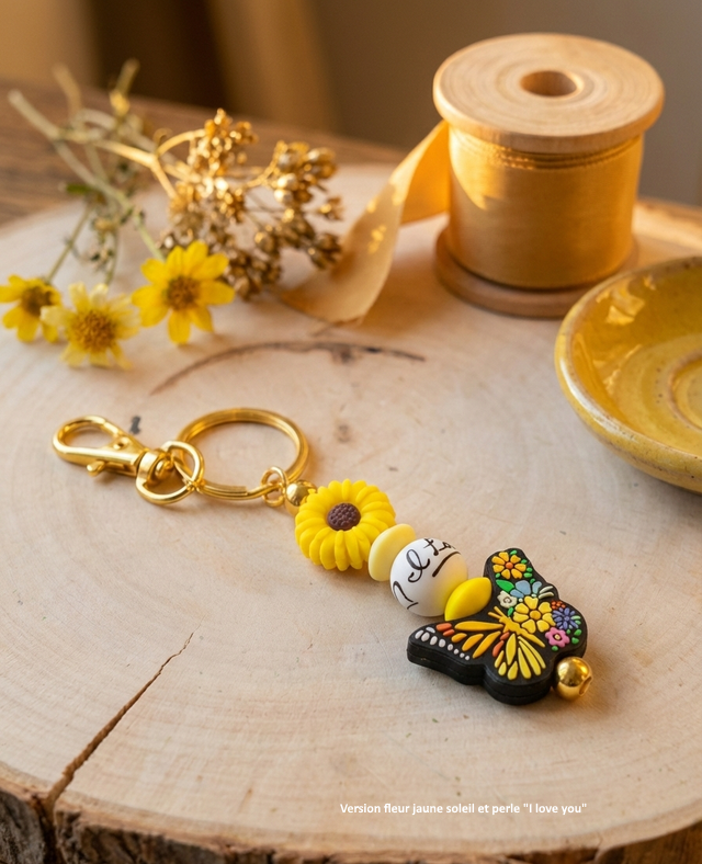 Porte-clé Papillon Jaune