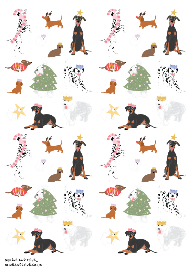 Christmas Dog Wrap Sheet A2  
