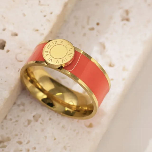 Orange enamel ring