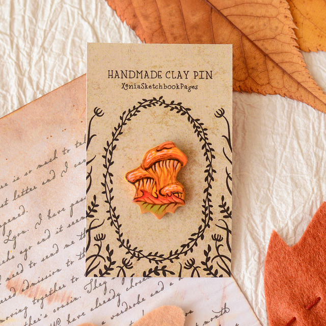 Autumn Collection &quot;Book of Fairy Tales&quot; clay pin (1)