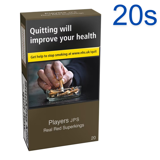 JPS Real Red Superkings Cigarettes, 20s