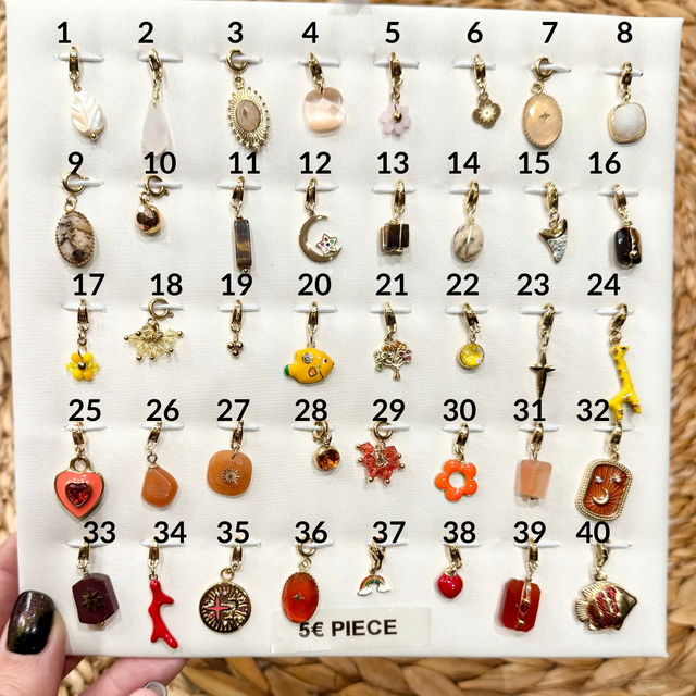 Charms Rose Jaune Marron Orange Rouge - Au Choix