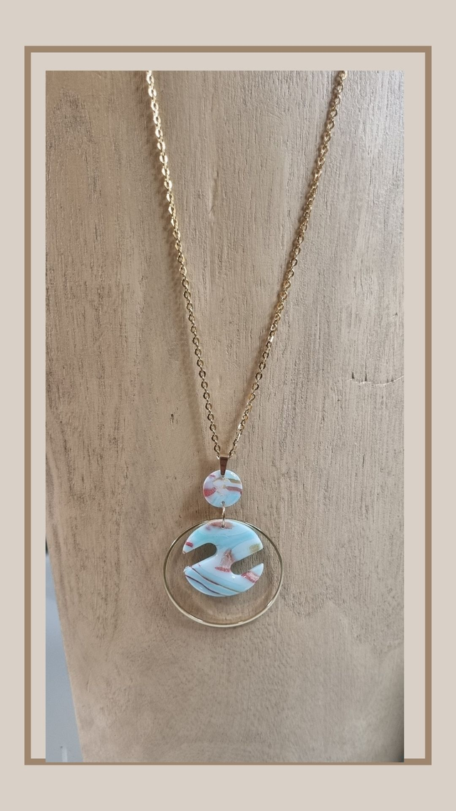 Collier &quot;bleu été&quot; rond