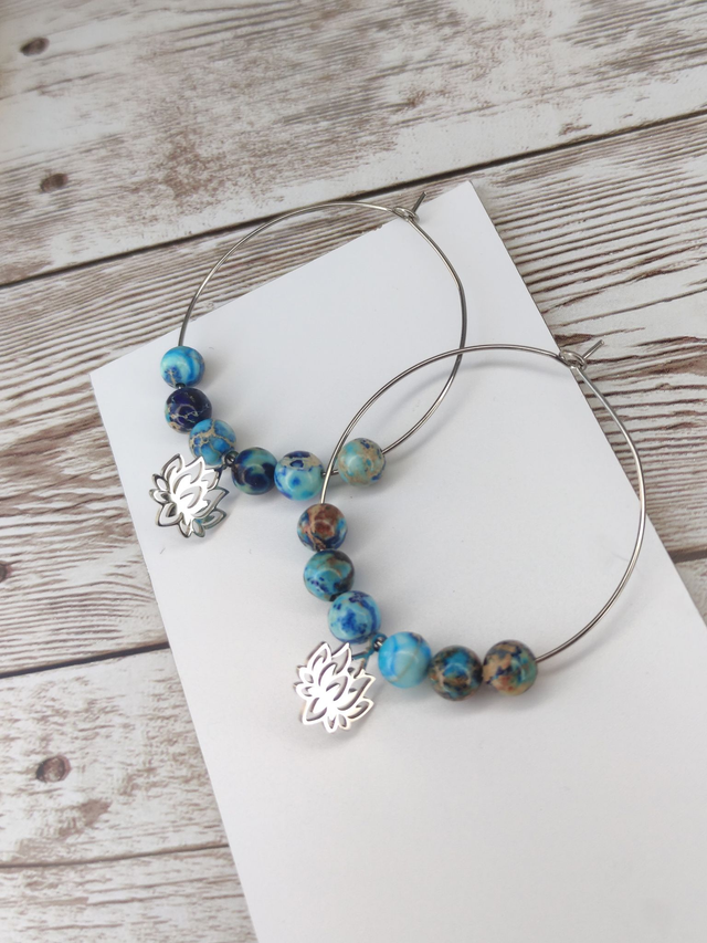 Boucles Lapis Lazuli créole 4 cm