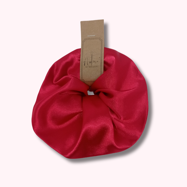 Chouchou Extra large en satin upcyclé - rouge