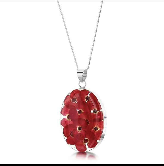Shrieking Violet hand made real flower poppy necklace