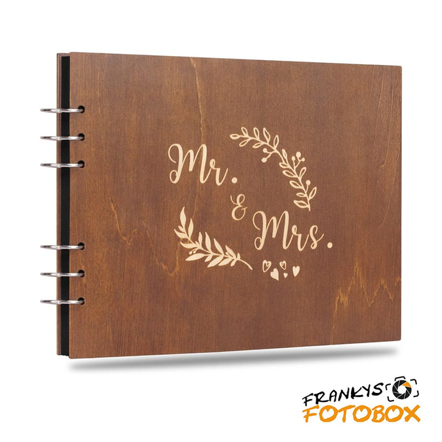 Mr&Mrs hölzernes Hochzeit Gästebuch
