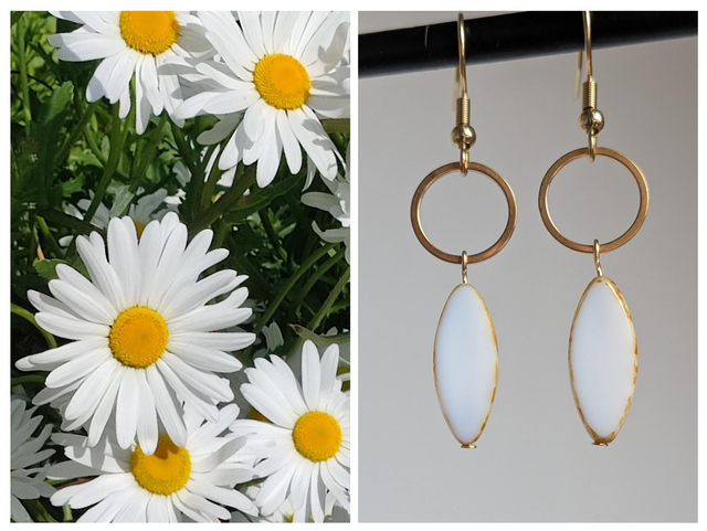 Cercles dorés et verre blanc et or en acier inoxydable doré -sans nickel, pièce unique 