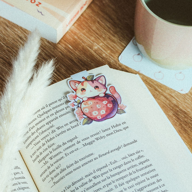 02 - Marque-Pages Magnétique - Chat Pomme