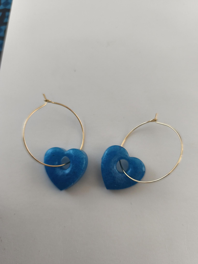 Créoles coeurs bleu