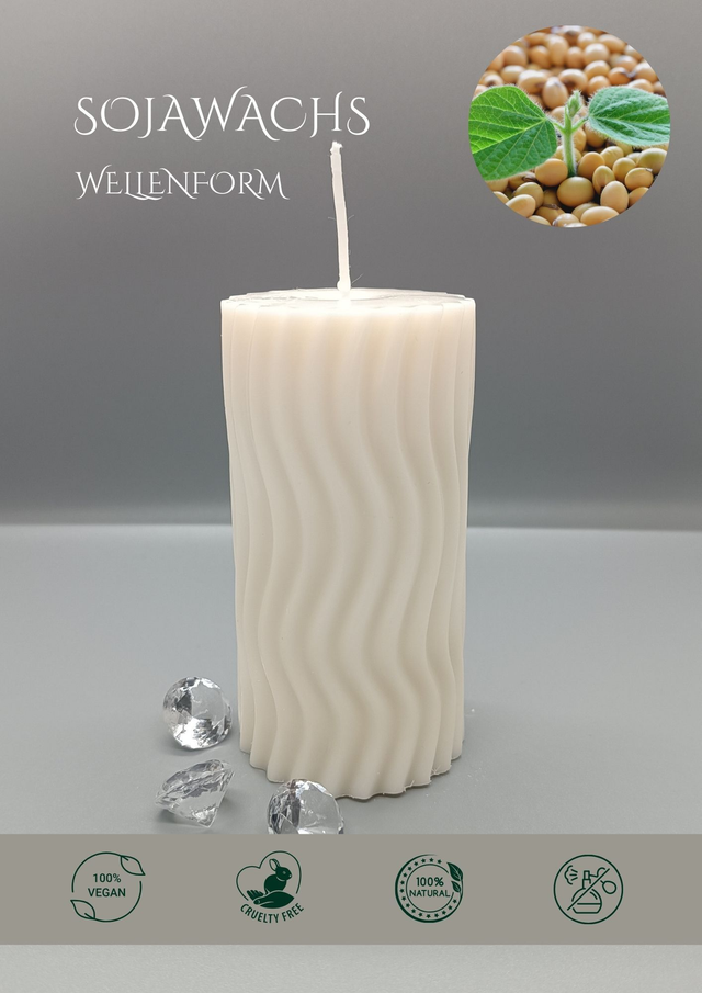 Sojawachs Standkerze Wellen