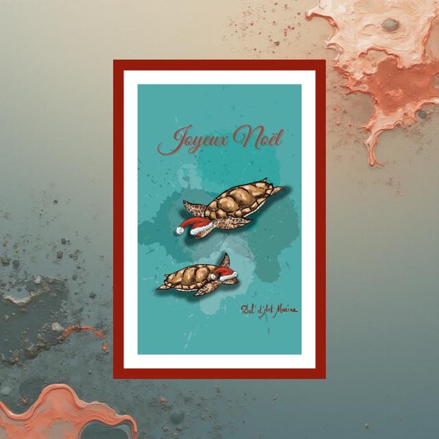 Carte postale - tortue de mer - JOYEUX NOËL