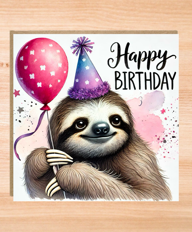 Sloth Birthday Card