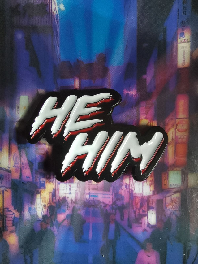 John Carpenter's "They Live" Inspired He/Him Pronoun Pin Badge