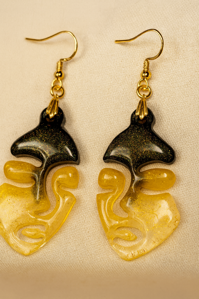  Boucles d’oreilles en résine – Visage noir