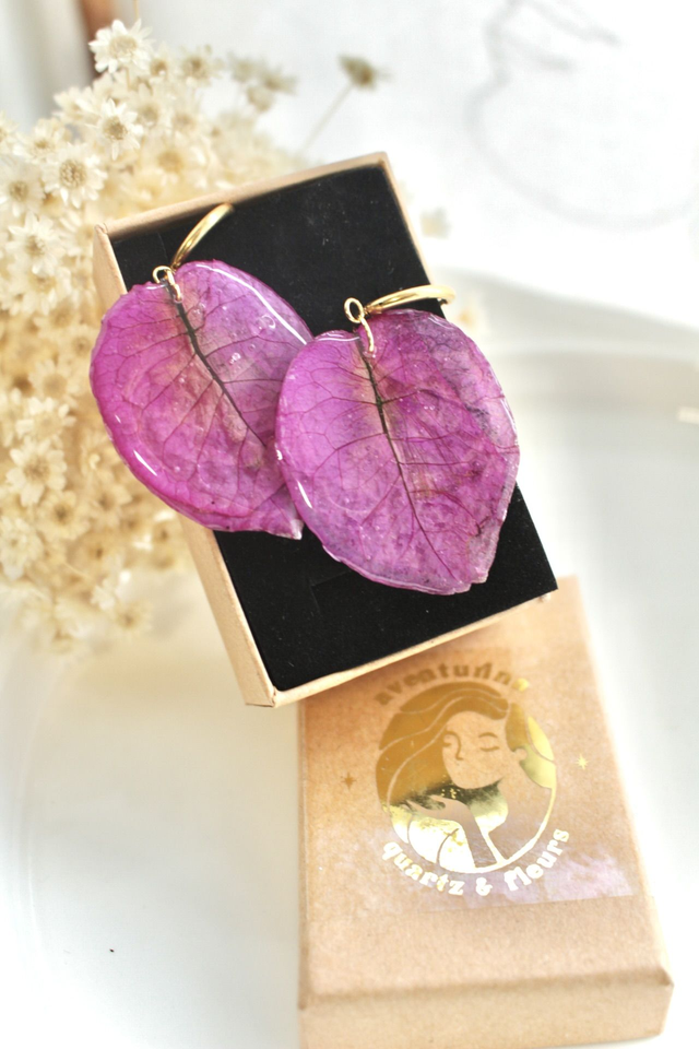 Boucle d'oreille fleur rose