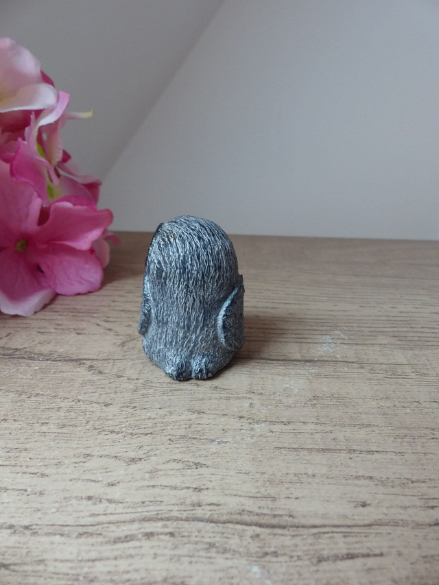 Sculpture vintage chouette en pierre de savon aux grands yeux noirs – Edmund Wolf Design fait main au Canada – Pour collection ou bureau