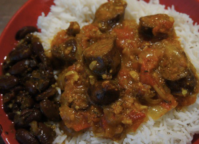 Rougail Saucisses, Riz, Grains