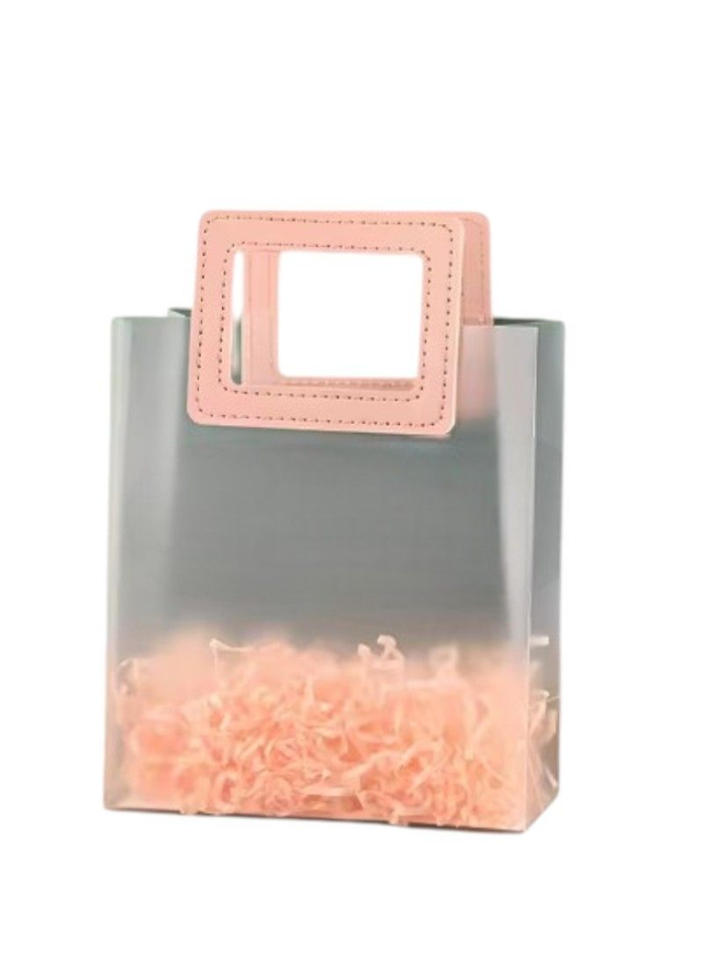 Sac cadeau blanc givré carré rose 