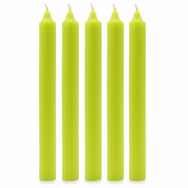 Pack of 5 Lime Green Solid Colour Dinner Candles