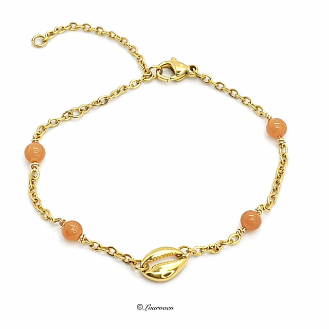 Bracelet «coquillage » aventurine orange 