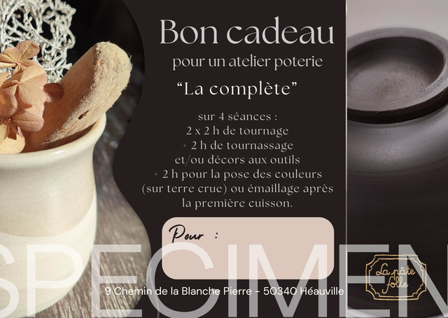 BON CADEAU : Atelier de tournage - Formule "Complète"