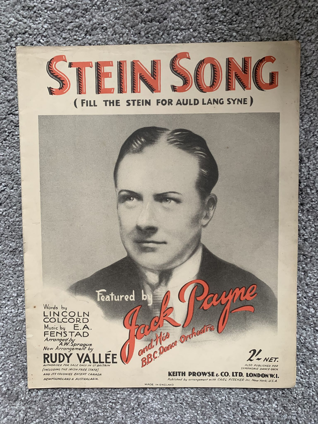 Stein Song Sheet Music (Fill the Stein for Auld Lang Syne) Jack Payne