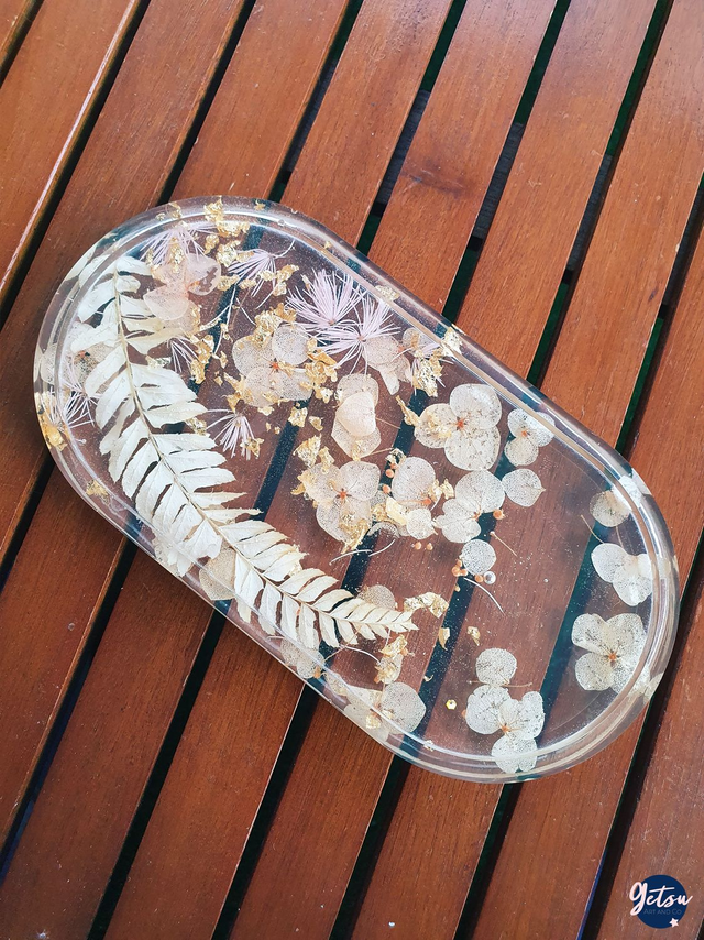 Grand vide-poche fleuri et transparent