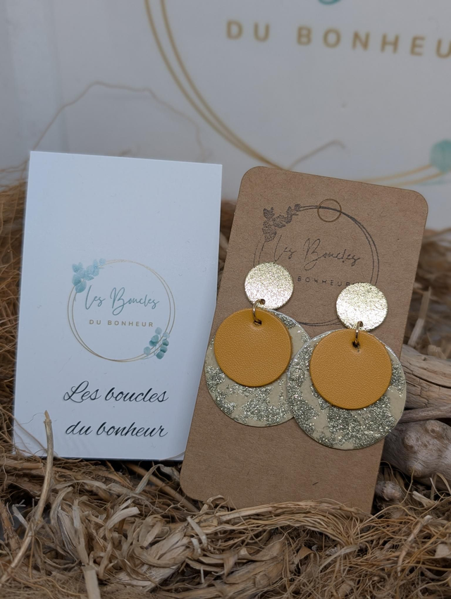 Boucles d'oreilles Moon doré orange mo015